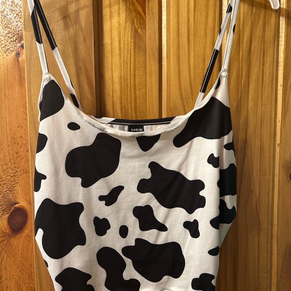 Black and White Cow Print Women's Crop Top